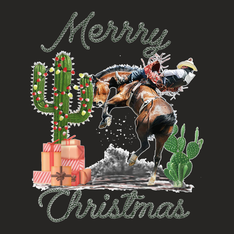 Rodeo Bucking Horse Western Cactus Cowboy Christmas Matching Ladies Fitted T-Shirt by RogerKyleFox | Artistshot