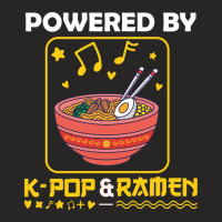 Powered By K Pop And Ramen Japanese Noodles Korean Kpop Star Artists K Ladies Fitted T-shirt | Artistshot