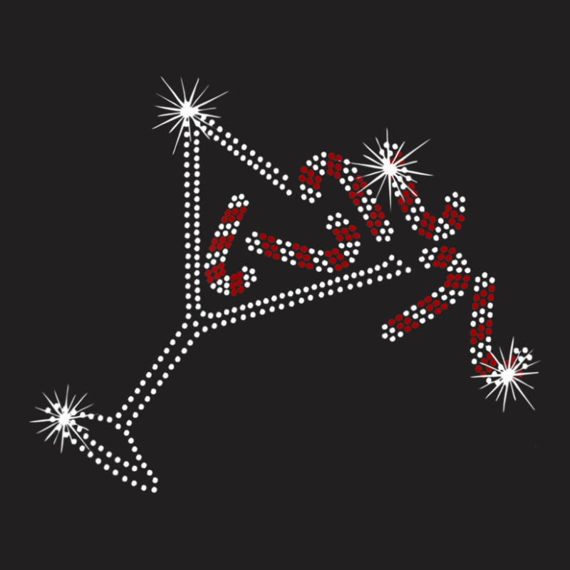 Christmas Candy Cane Martini Bling Rhinestone Christmas T-Shirt by cm-arts | Artistshot