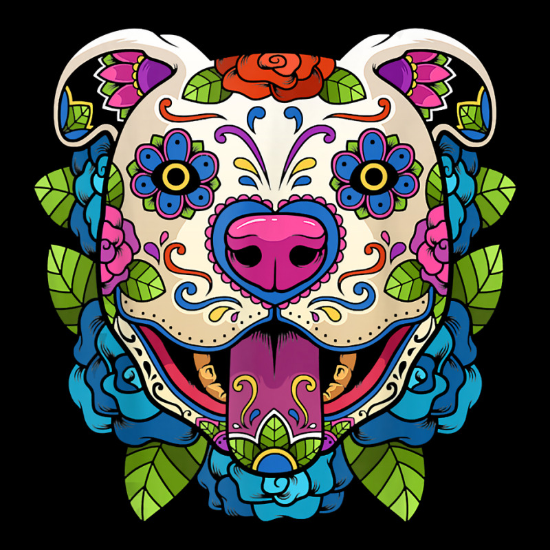 Pit Bull Sugar Skull Mexico Dog Calavera Dia De Los Muertos T Shirt Long Sleeve Baby Bodysuit by cm-arts | Artistshot