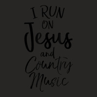 I Run On Jesus And Country Music Funny Christian Ladies Fitted T-shirt | Artistshot