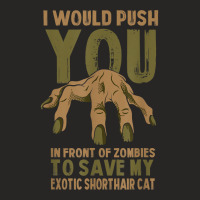 Push You In Zombies To Save My Exotic Shorthair Cat Funny T Shirt Ladies Fitted T-shirt | Artistshot