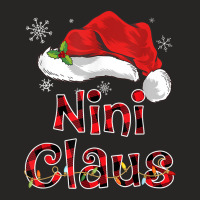 Nini Claus Shirt Christmas Lights Pajama Family Matching T Shirt Ladies Fitted T-shirt | Artistshot