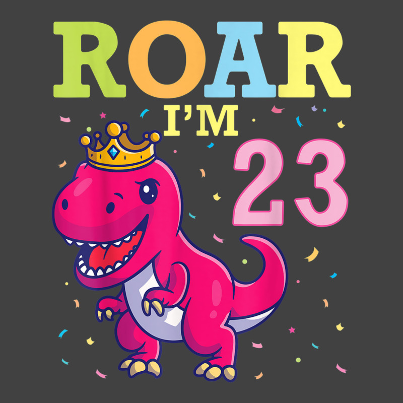 King Dinosaur Dance Happy My Birthday Roar I'm 23 Years Old Vintage T-shirt | Artistshot