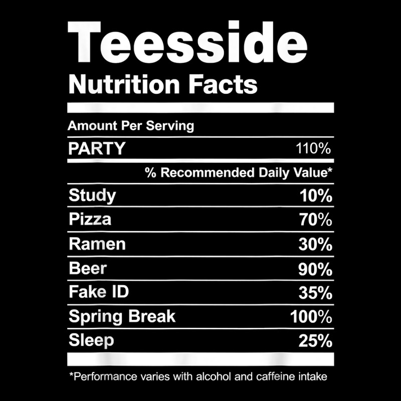 Teesside Nutrition Facts College University T Shirt Adjustable Cap by hankeajrippleex5 | Artistshot