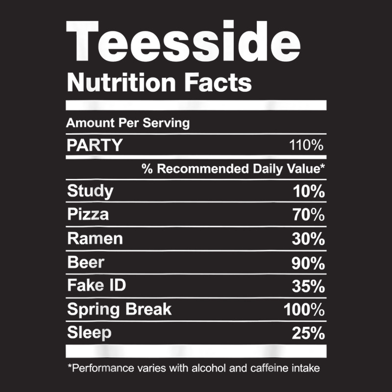 Teesside Nutrition Facts College University T Shirt Vintage Cap by hankeajrippleex5 | Artistshot