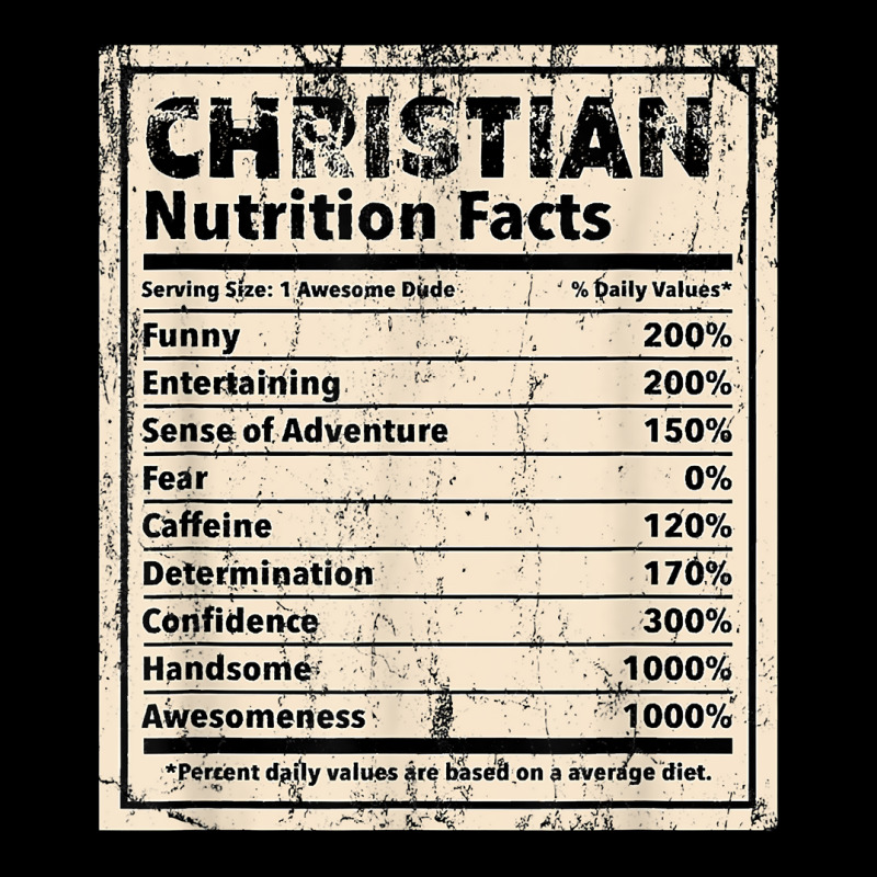 Christian Nutrition Facts Funny Name Humor Nickname T Shirt Adjustable Cap by cm-arts | Artistshot