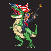 Machine Gun Trump On T Rex Dinosaur With American Flag T Shirt Vintage Cap | Artistshot