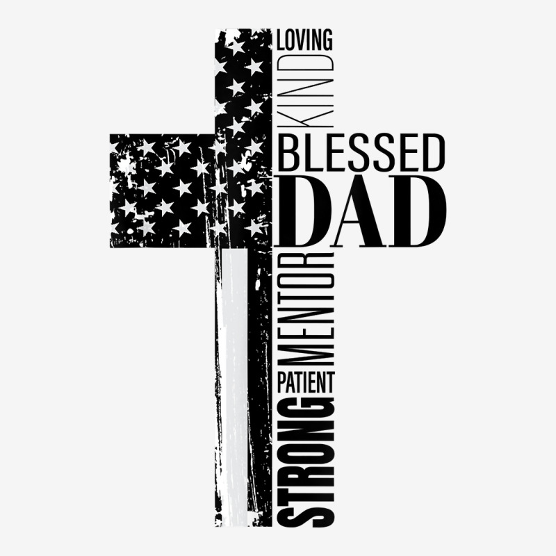 Mens Cool Christian Blessed Dad Cross American Flag Fathers Day Full