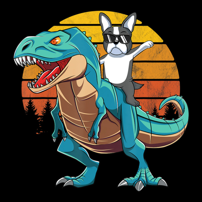 Boson Errier Dog Riding Dinosaur Rex Boys Zipper Hoodie by Konlasa6638 | Artistshot