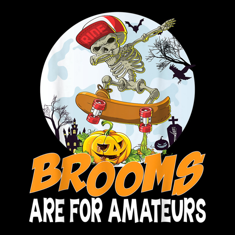 Brooms Are For Amateurs Skeleton Skate Skateboard Halloween V-Neck Tee by Queens | Artistshot