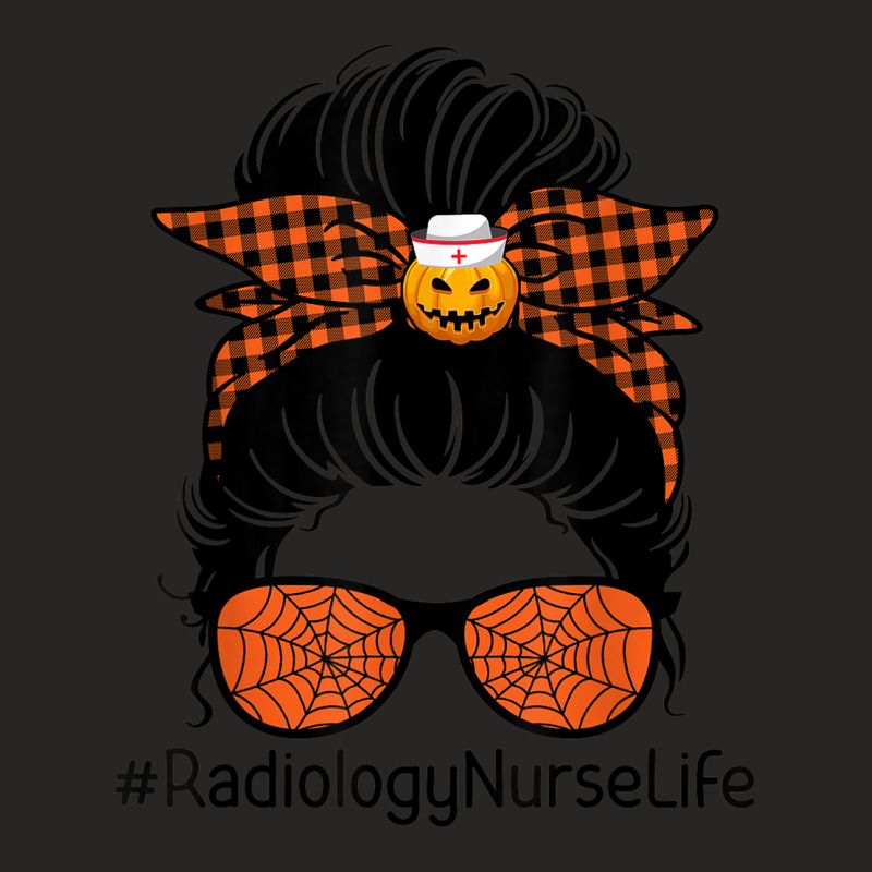 Radiology Nurse Halloween Pumpkin Messy Bun Nurse Life Ladies Fitted T-Shirt by Uniform | Artistshot