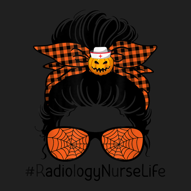 Radiology Nurse Halloween Pumpkin Messy Bun Nurse Life Ladies Polo Shirt by Uniform | Artistshot