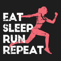 Eat Sleep Run Repeat Track And Field Girl Marathon Running Pullover Ho Classic T-shirt | Artistshot