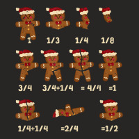 Christmas Math Teacher Fraction Gingerbread Cookie Santa Hat T Shirt Ladies Fitted T-shirt | Artistshot