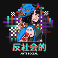 Antisocial Japanese Text Vaporwave Aesthetic Oni Demon Baby Bibs | Artistshot