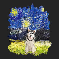 Starry Night Impressionist   Dog Art Alaskan Malamute T Shirt 3/4 Sleeve Shirt | Artistshot