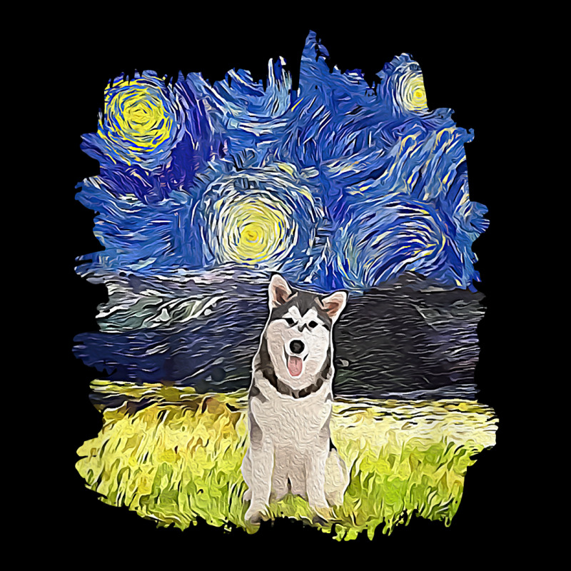 Starry Night Impressionist   Dog Art Alaskan Malamute T Shirt Men's 3/4 Sleeve Pajama Set | Artistshot