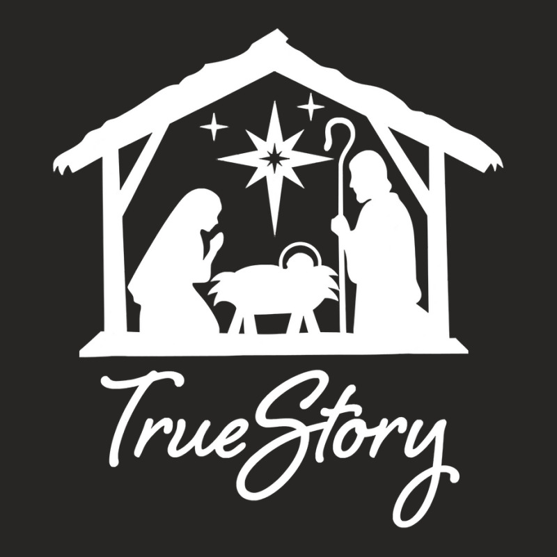 Christian Christian Jesus True Story Nativity Merry Xmas Jesus Birth 1 Ladies Fitted T-Shirt by coolquirrell | Artistshot