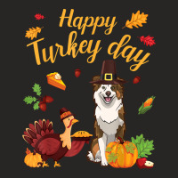 Australian Shepherd Dog Dancing Pie Pumpkin Happy Turkey Day T Shirt Ladies Fitted T-shirt | Artistshot