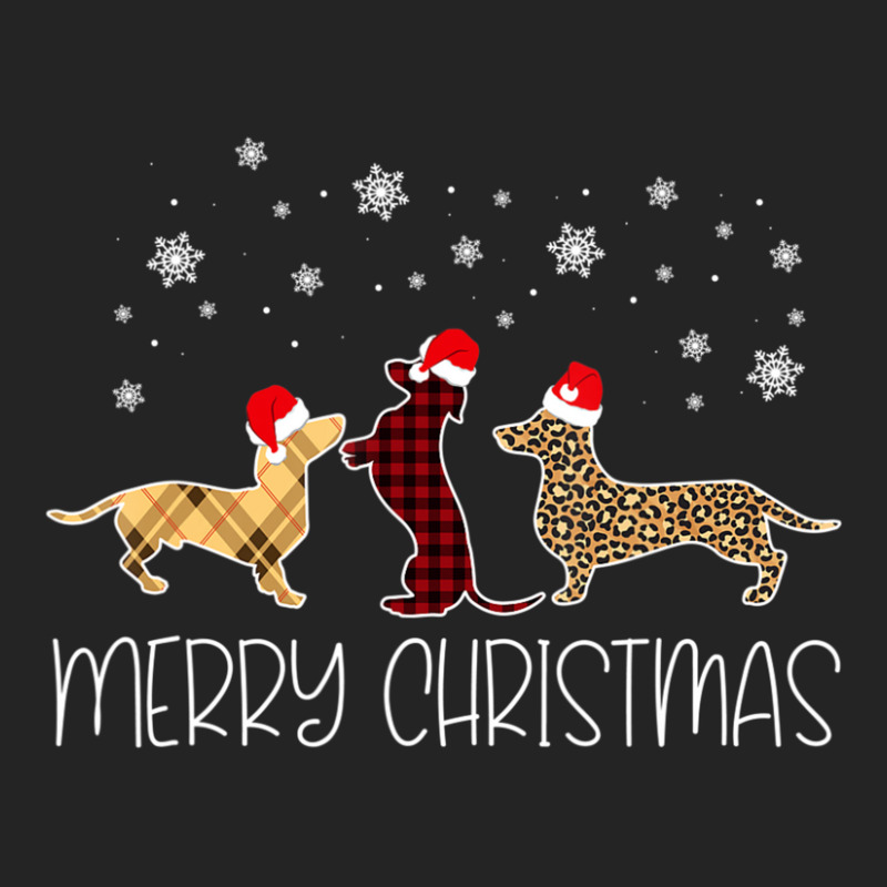 Dachshund Merry Christmas Cute Plaid Leopard Doxie Dog X-mas 3/4 Sleeve Shirt by cm-arts | Artistshot