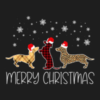 Dachshund Merry Christmas Cute Plaid Leopard Doxie Dog X-mas Classic T-shirt | Artistshot