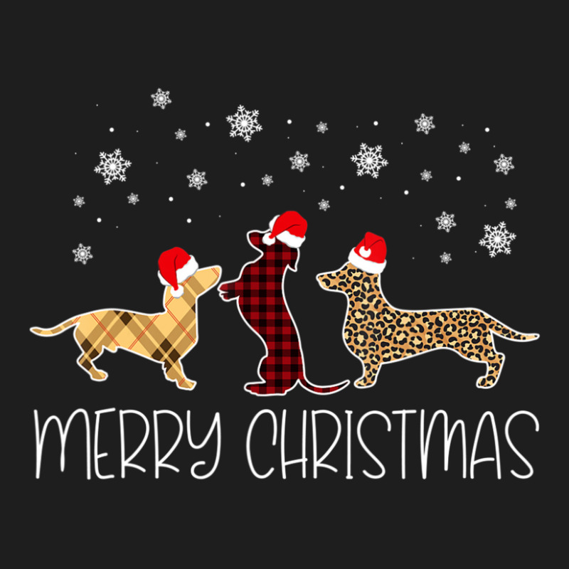 Dachshund Merry Christmas Cute Plaid Leopard Doxie Dog X-mas Classic T-shirt by cm-arts | Artistshot