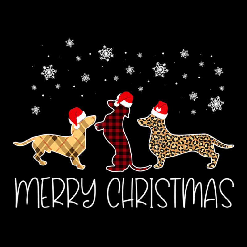 Dachshund Merry Christmas Cute Plaid Leopard Doxie Dog X-mas Long Sleeve Baby Bodysuit by cm-arts | Artistshot