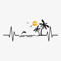 Heartbeat With Tropical Palm Trees Beach Island And Dolphin Tank Top Ladies Fitted T-shirt | Artistshot