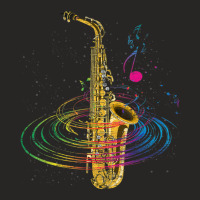 Sax Player Saxophonist Music Notes Saxophone Ladies Fitted T-shirt | Artistshot