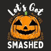 Lets Get Smashed Funny Pumpkin Halloween Drinking Costume Ladies Fitted T-shirt | Artistshot