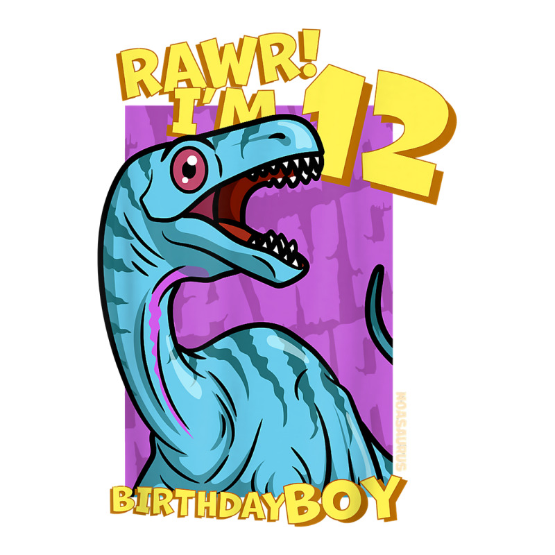 Rawr! I'm 12 Birthday Boys 12th Birthday Dino Noasaurus T Shirt Long Sleeve Shirts | Artistshot