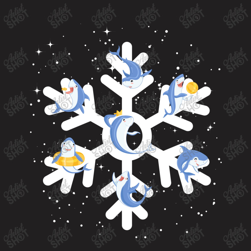 Sharks  In Christmas Snowflakes Christmas Gift T-shirt | Artistshot