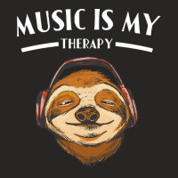 Music Is My Therapy T  Shirt Music Is My Therapy Sloth Funny T  Shirt Ladies Fitted T-shirt | Artistshot