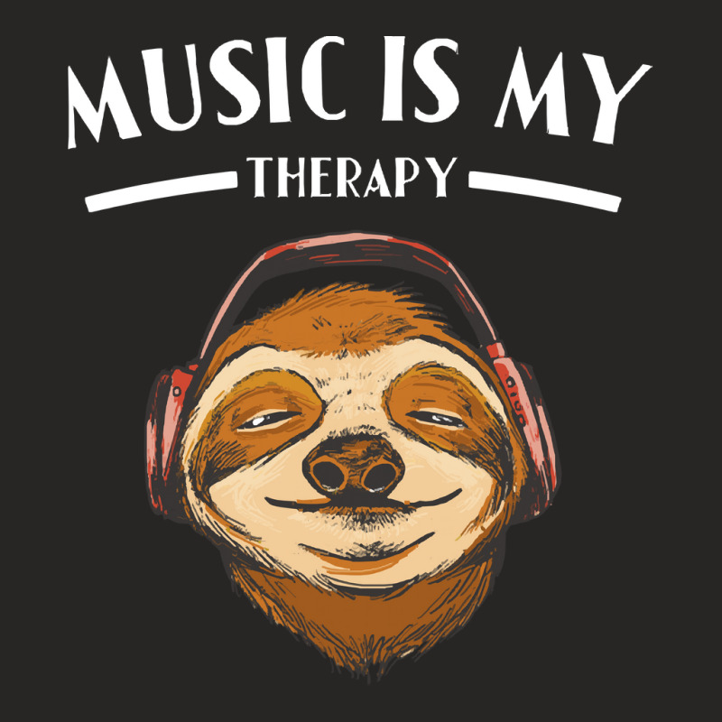 Music Is My Therapy T  Shirt Music Is My Therapy Sloth Funny T  Shirt Ladies Fitted T-Shirt by pintailminnow | Artistshot