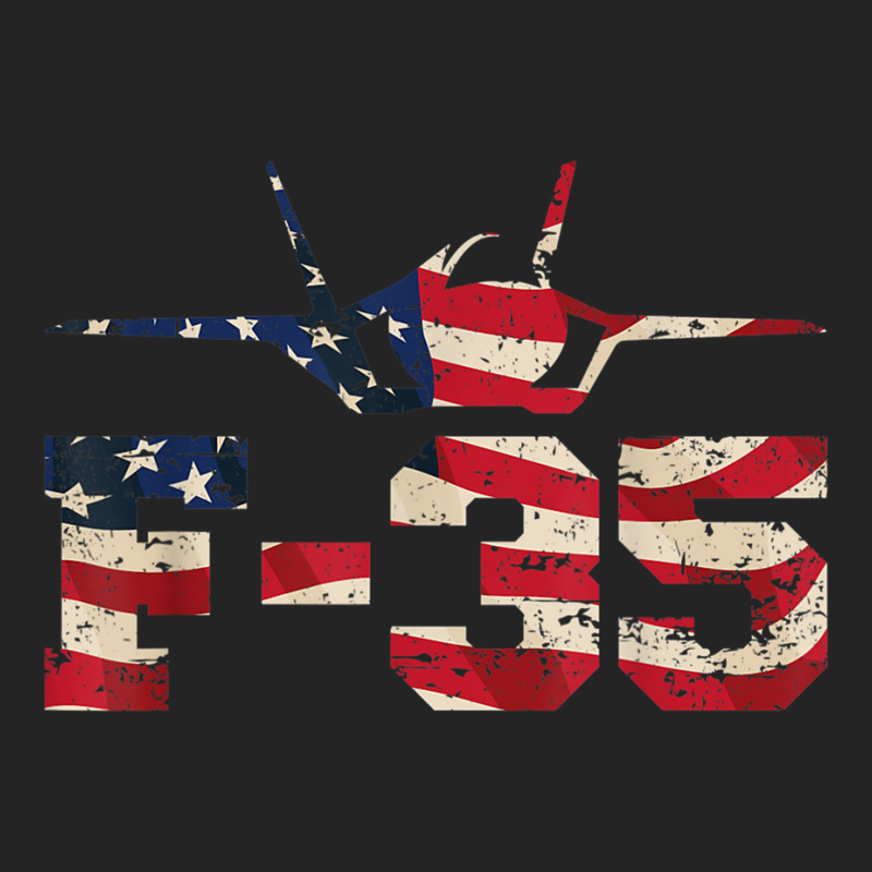 F 35 Lightning Ii Fighter Jet Distressed Usa Flag Overlay T Shirt 3/4 Sleeve Shirt by cm-arts | Artistshot