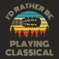 I'd Rather Be Playing Guitar Classical Guitar Headstock Retro Vintage  Ladies Fitted T-shirt | Artistshot