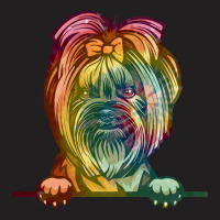 Dog Yorkie Tie Dye T  Shirt Animal Dog Yorkie Tie Dye Color Peeking T T-shirt | Artistshot