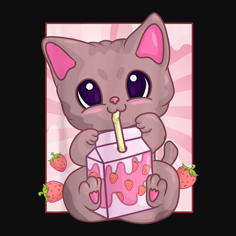 Strawberry Milkshake Cat For Women Girls, Kawaii Maneki Neko T Shirt Crop Top by cm-arts | Artistshot