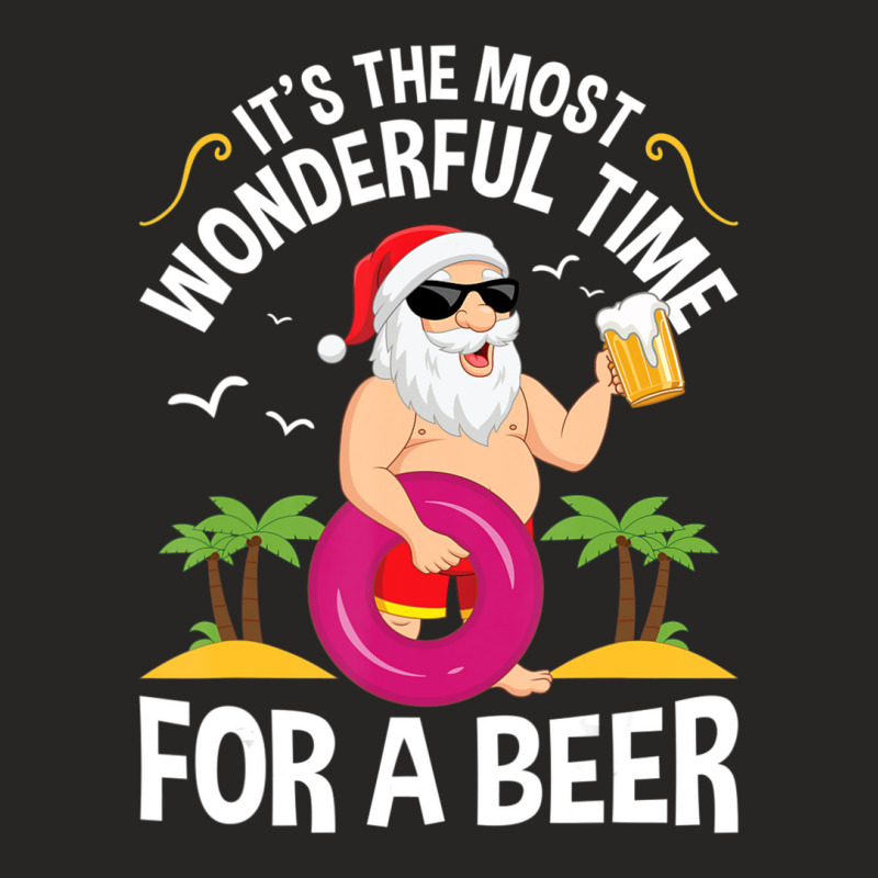 Tropical Christmas It's The Most Wonderful Time For A Beer Ladies Fitted T-Shirt by cm-arts | Artistshot