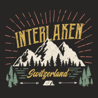 Vintage Interlaken Switzerland Outdoor Graphic Pullover Hoodie Ladies Fitted T-shirt | Artistshot