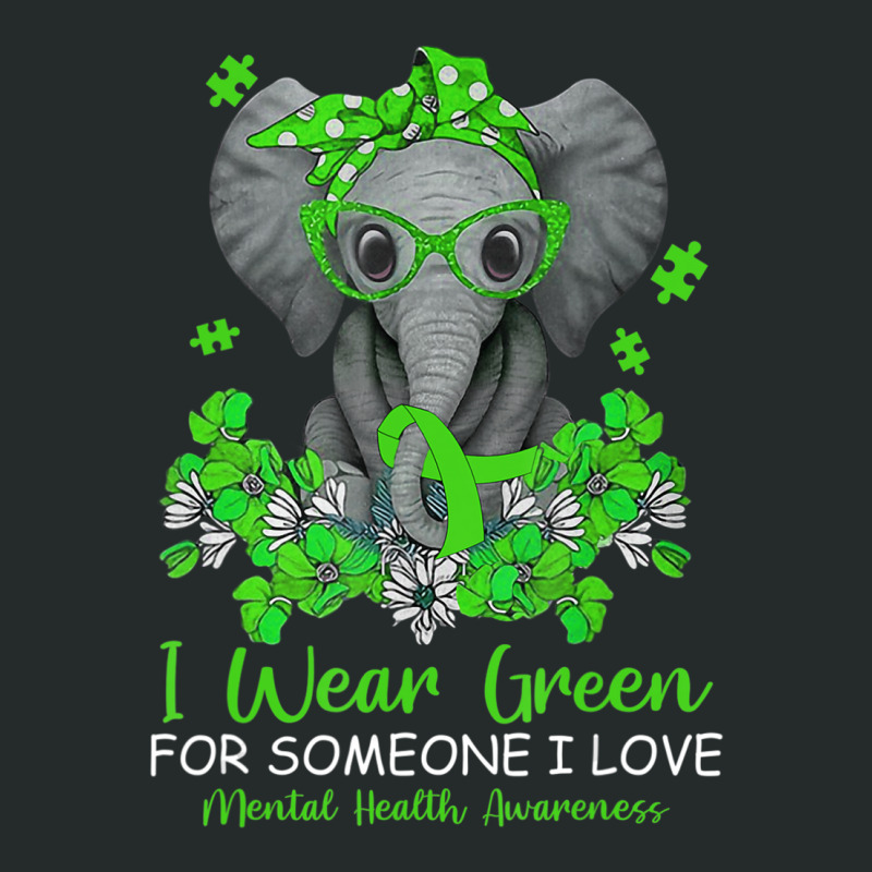 I Wear Green Tal Health Awareness Ribbon Elephant Women's Triblend Scoop T-shirt by Kenlofu52 | Artistshot