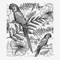 Chinoiserie Tropical Parrot Exotic Bird Floral Monochrome T Shirt Adjustable Cap | Artistshot