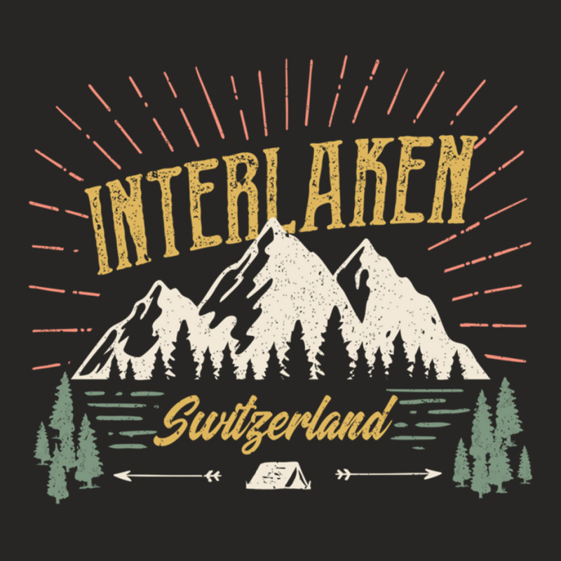 Vintage Interlaken Switzerland Outdoor Graphic Pullover Hoodie Ladies Fitted T-Shirt by cm-arts | Artistshot