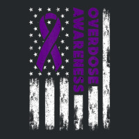 Overdose Awareness Flag Purple Ribbon Addiction Recovery Crewneck Sweatshirt | Artistshot