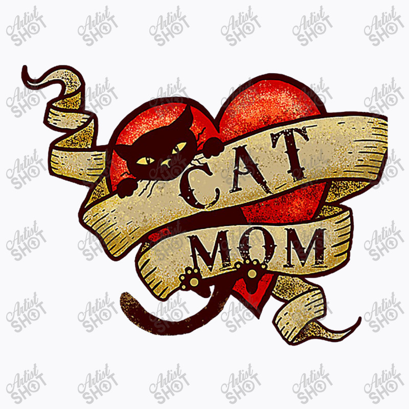 Cat Mom In Retro Heart Tattoo Style T-shirt | Artistshot