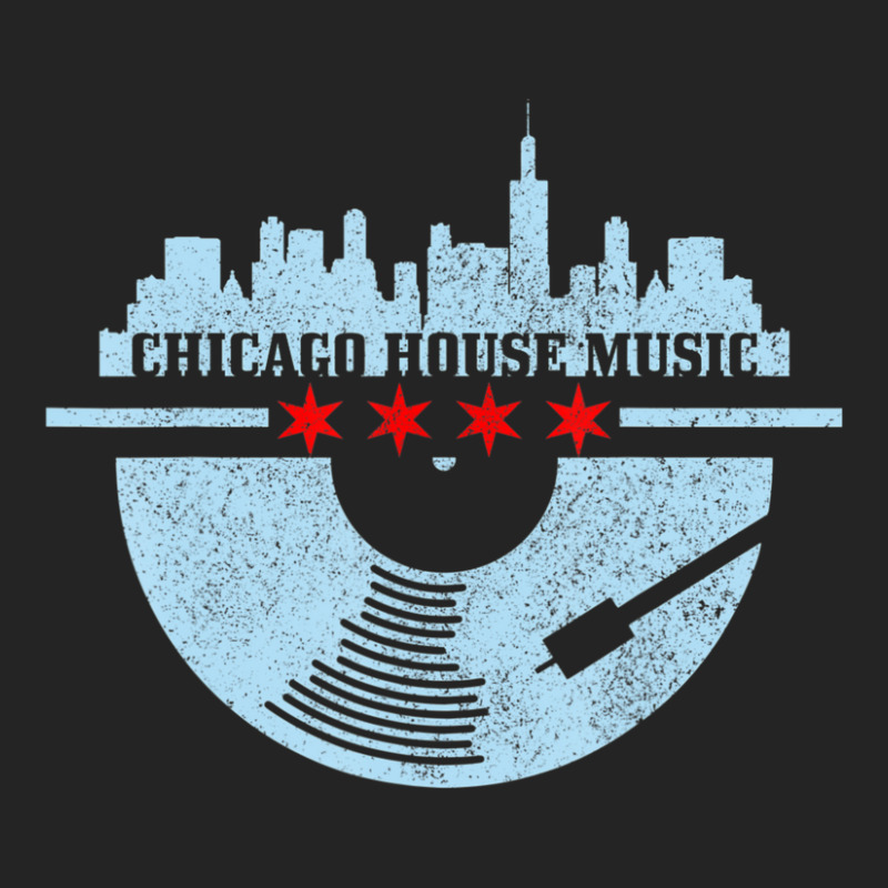 Chicago House Music Vintage Vinyl Dj Raver Flag Skyline 3/4 Sleeve Shirt by Kosdapen517 | Artistshot