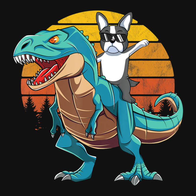 Boson Errier Dog Riding Dinosaur Rex Boys Baby Bibs by Konlasa6638 | Artistshot