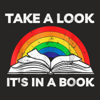 Take A Look It's In A Book Reading Vintage Retro Rainbow T Shirt Ladies Fitted T-shirt | Artistshot