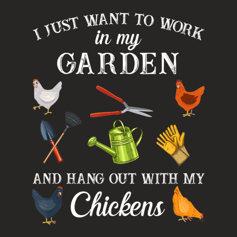 Work In My Garden Hangout With My Chickens Gardening Ladies Fitted T-Shirt by cm-arts | Artistshot